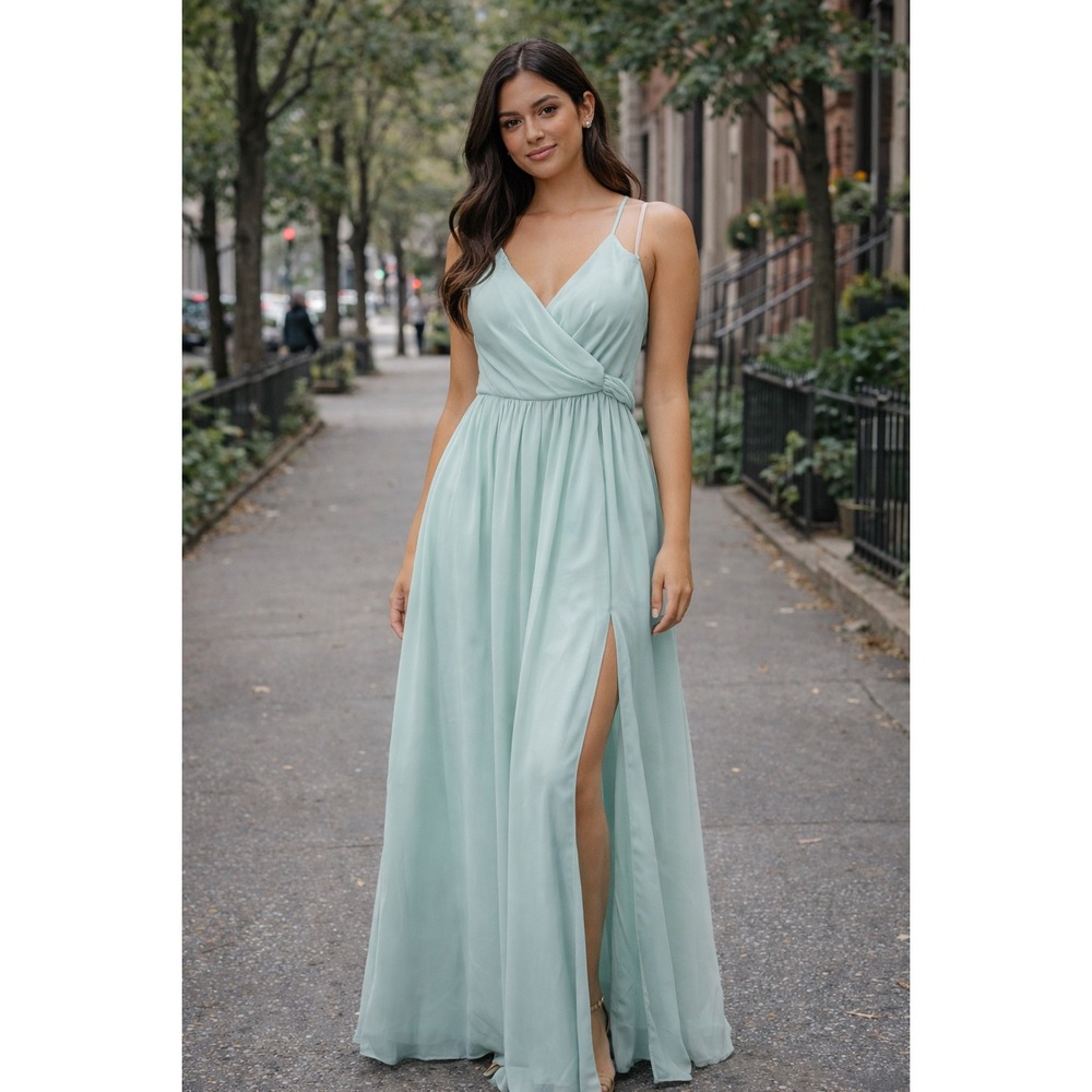 Revelry  Maxi Dress Sea Glass Blue Green Bridesmaid Formal Gown‎ 6